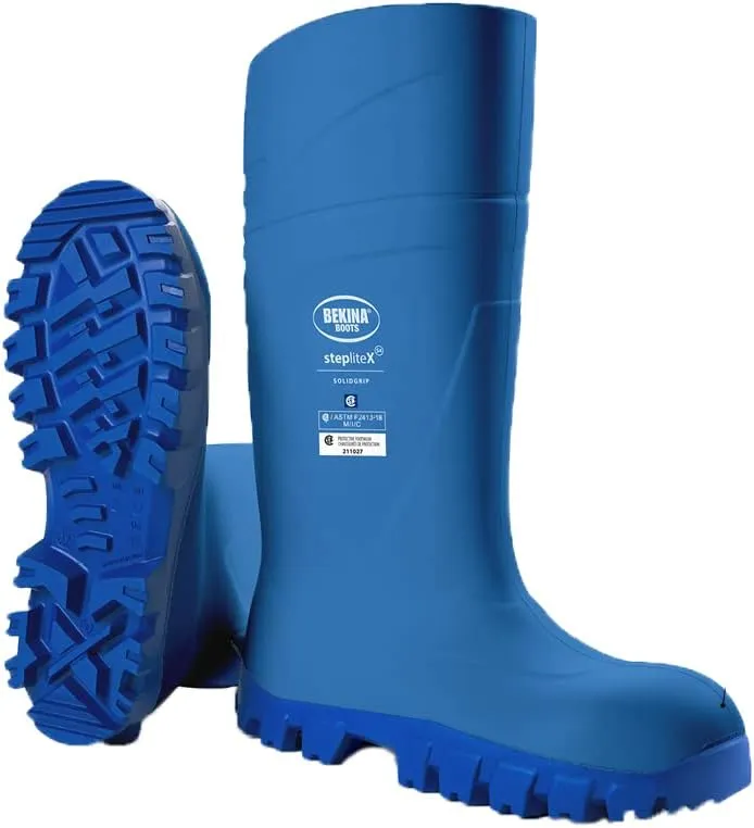 Bekina StepliteX SolidGrip S4 Safety Toe Wellington Boots for Men and Women - Lightweight Waterproof Insulated Non Slip Steel Toe Boots for Men and Women; ASTM Rated
