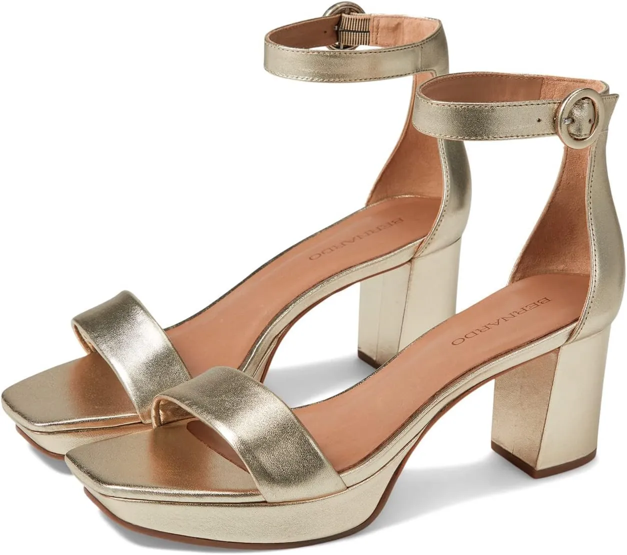 Bernardo® Carla Strap Heels for Women – Leather Upper and Lining – Rubber Sole – Block Heels