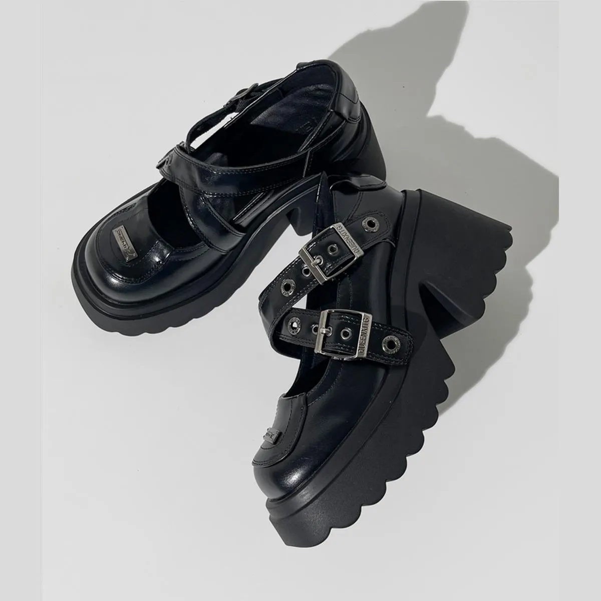 Black Buckled Platform Loafers