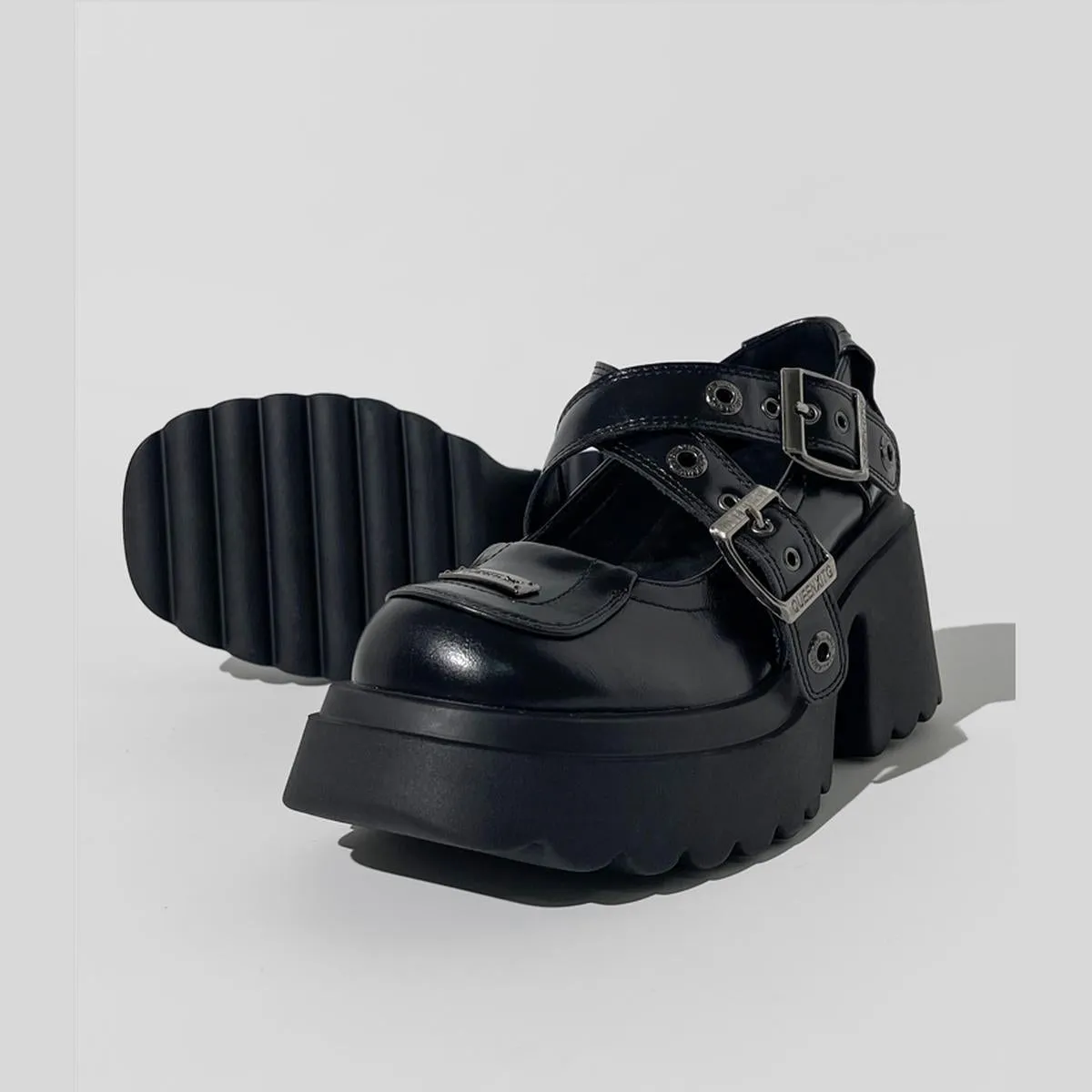 Black Buckled Platform Loafers