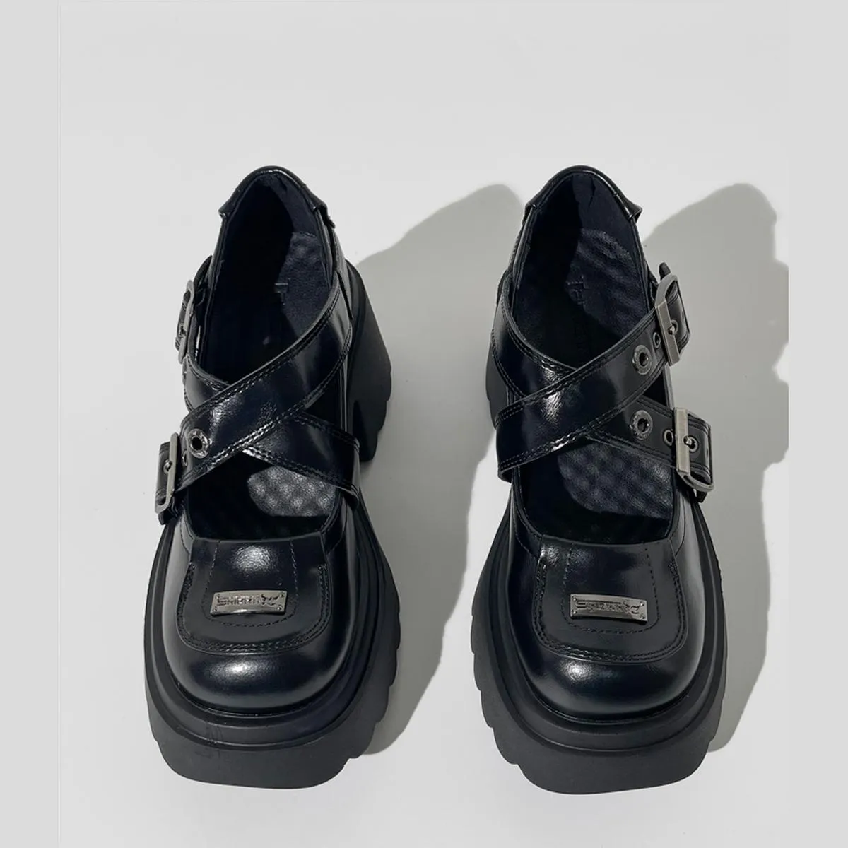 Black Buckled Platform Loafers