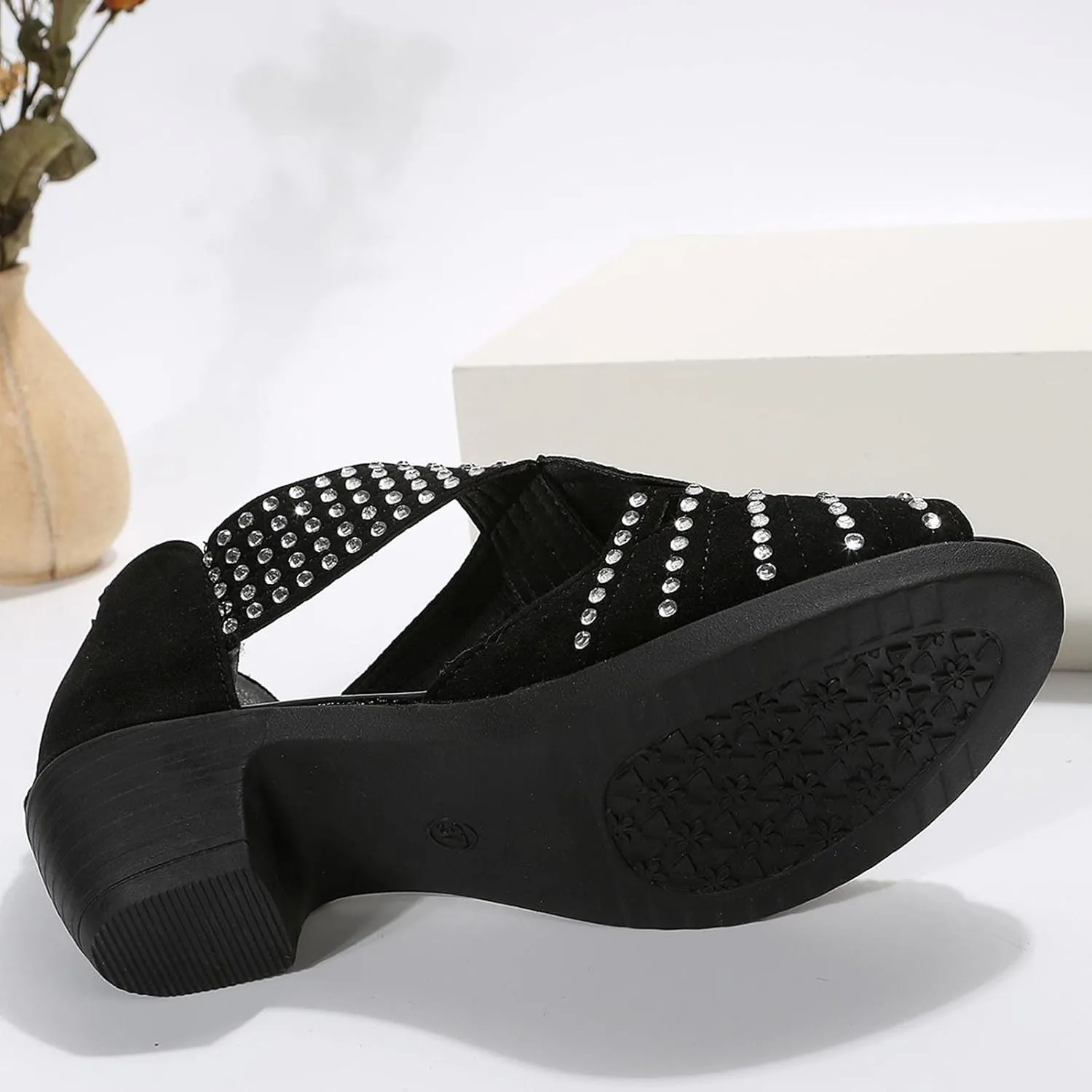 Black Sandals Women Open Toe Plus Size Zipper Shoes Casual Boho Western Comfortable Trendy Summer Sandal
