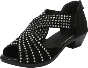 Black Sandals Women Open Toe Plus Size Zipper Shoes Casual Boho Western Comfortable Trendy Summer Sandal