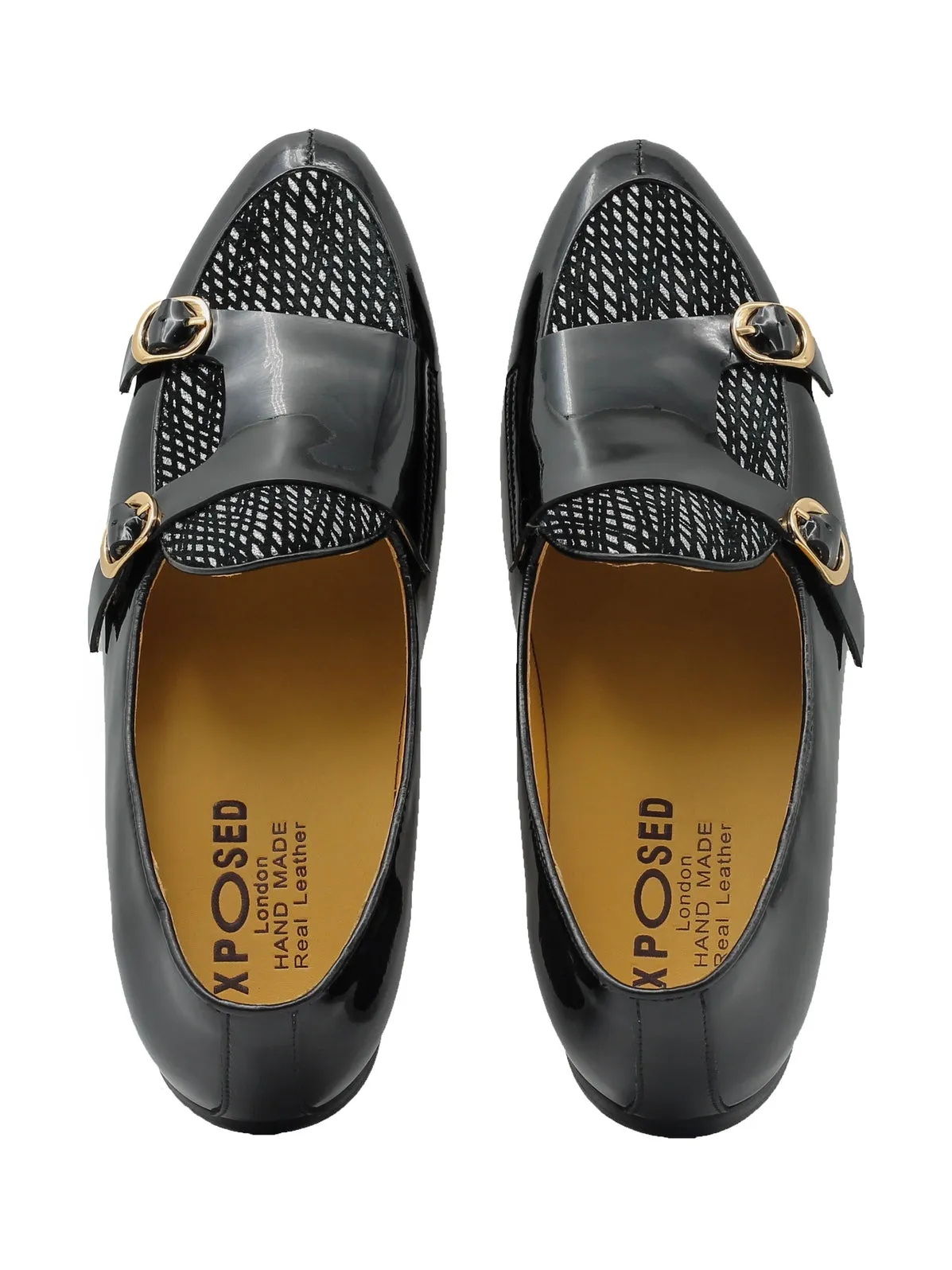 BLACK SHINY SILVER GLITTER LEATHER SHOES