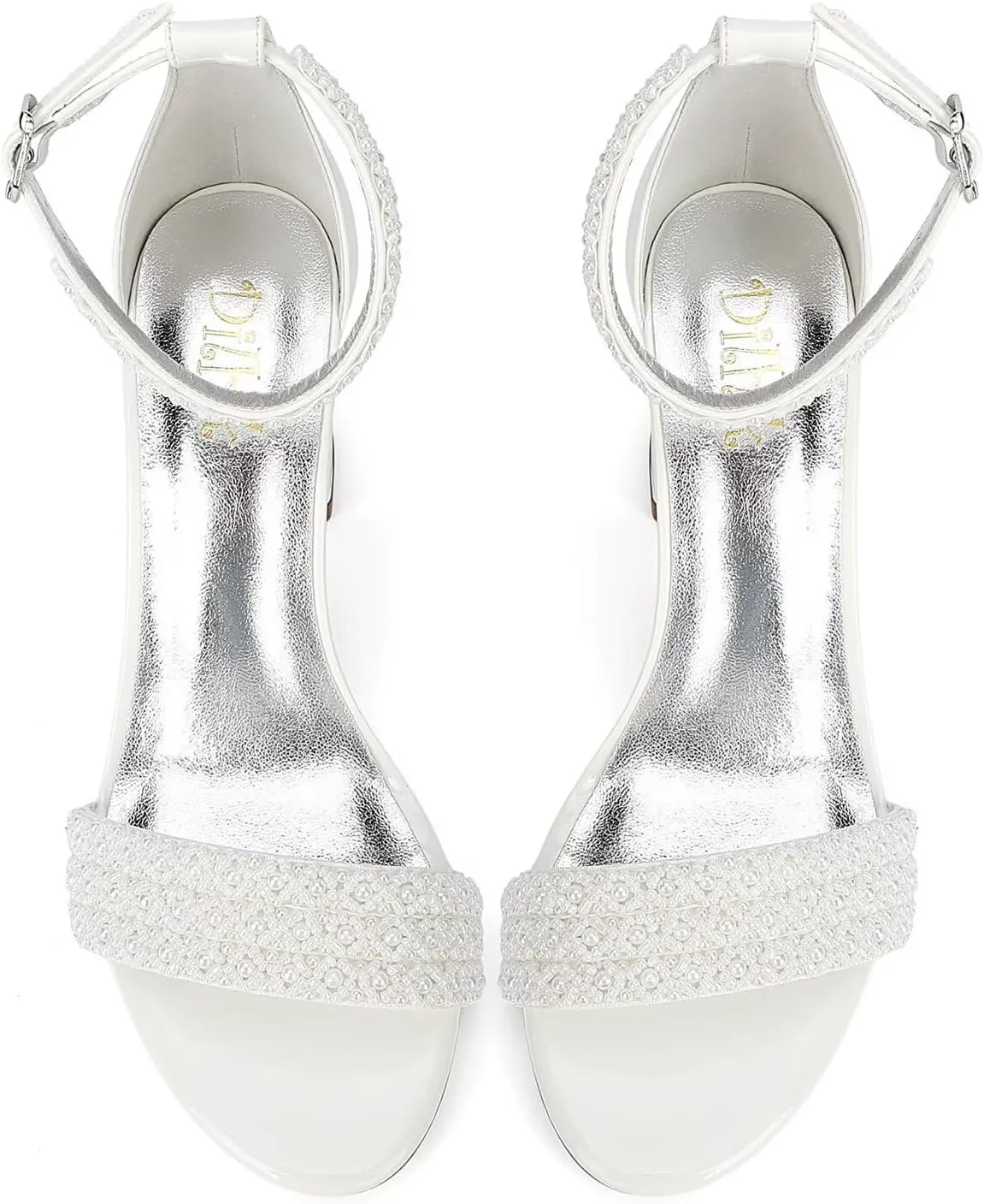 Block Heel Wedding Shoes for Bride Open Toe Bridal Shoes Heeled Sandals Wedding Heels