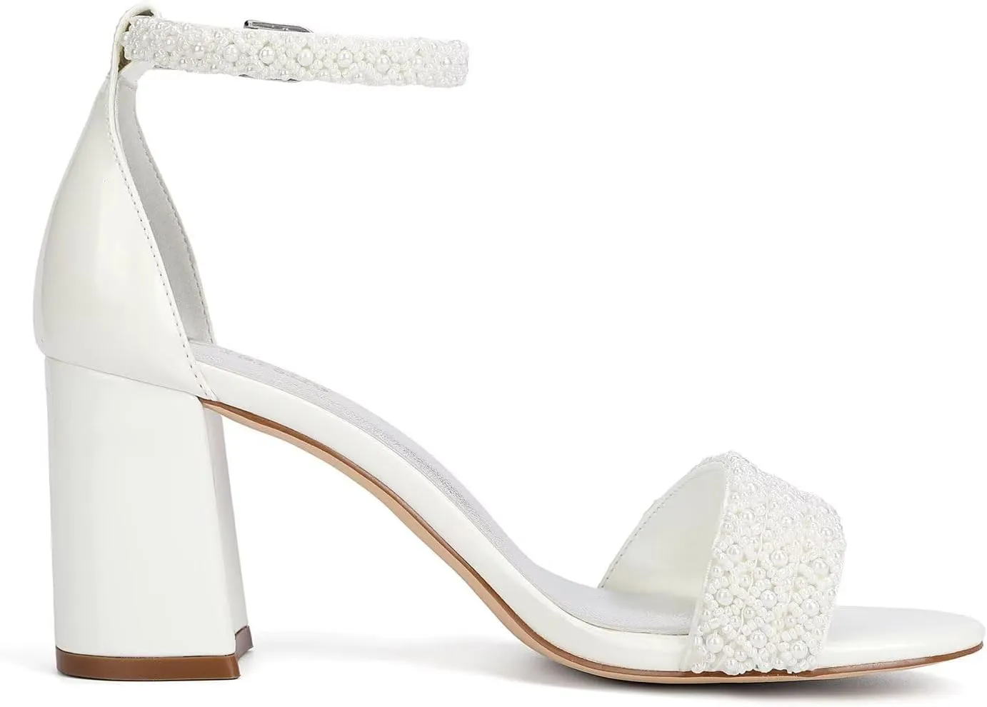 Block Heel Wedding Shoes for Bride Open Toe Bridal Shoes Heeled Sandals Wedding Heels