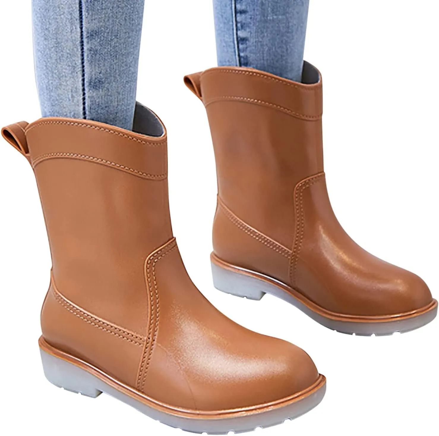 BORAMAX Tall rain Boots for Women and Waterproof Garden Shoes, Anti-Slipping Rainboots for Ladies Stylish Light Car Wash Footwear for Lawn Care, Gardening