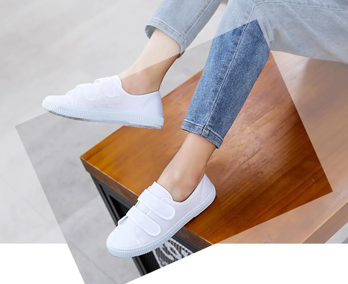 Boys Girls Canvas Sneakers Casual Low Top Slip On Flats Lightweight Comfy White Walking School Shoes