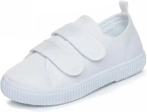 Boys Girls Canvas Sneakers Casual Low Top Slip On Flats Lightweight Comfy White Walking School Shoes
