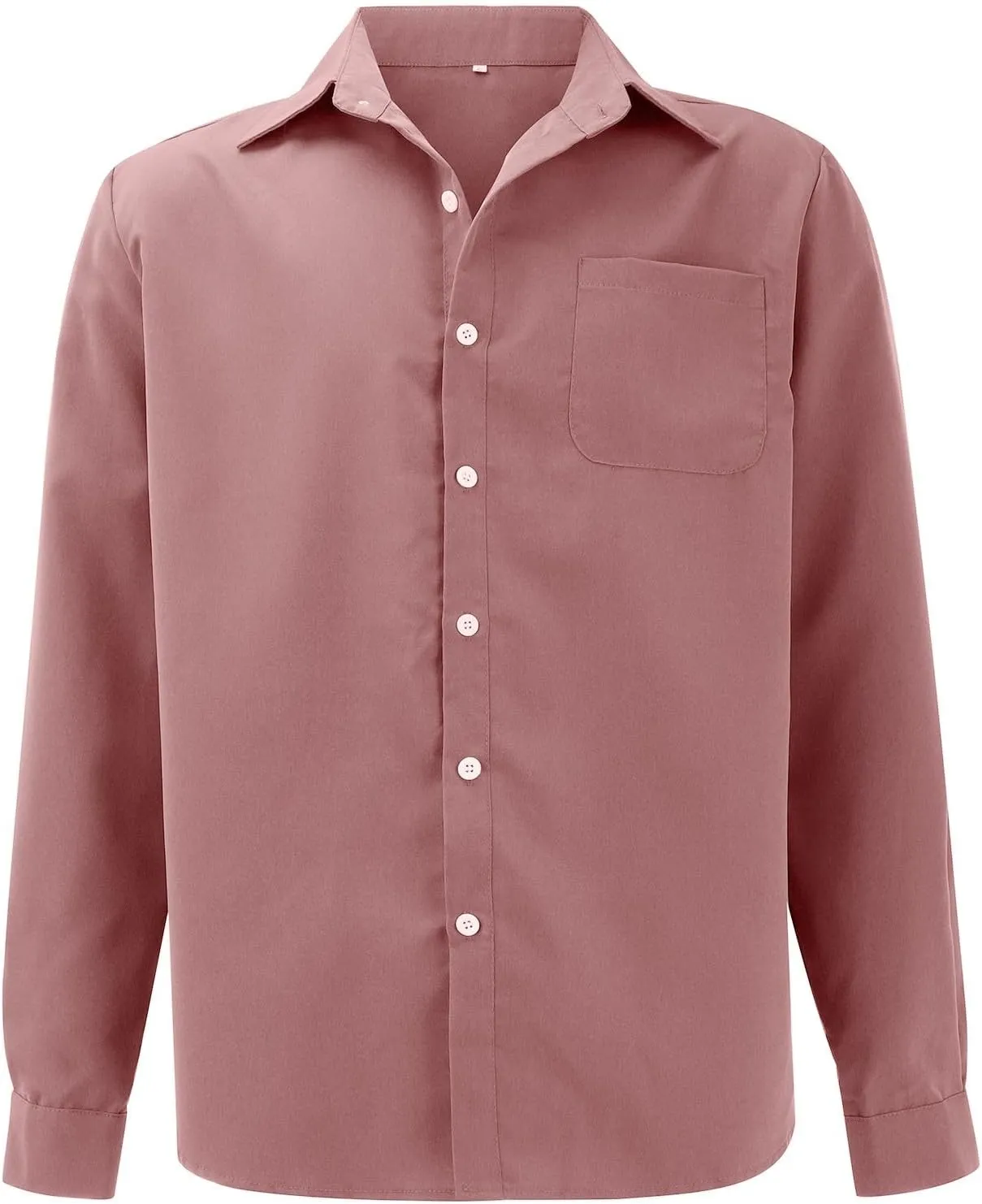 Button Down Shirt for Men Fashion Solid Lapel Long Sleeve Dress Shirts Casual Heavywegiht Untucked Blouse with Pocket