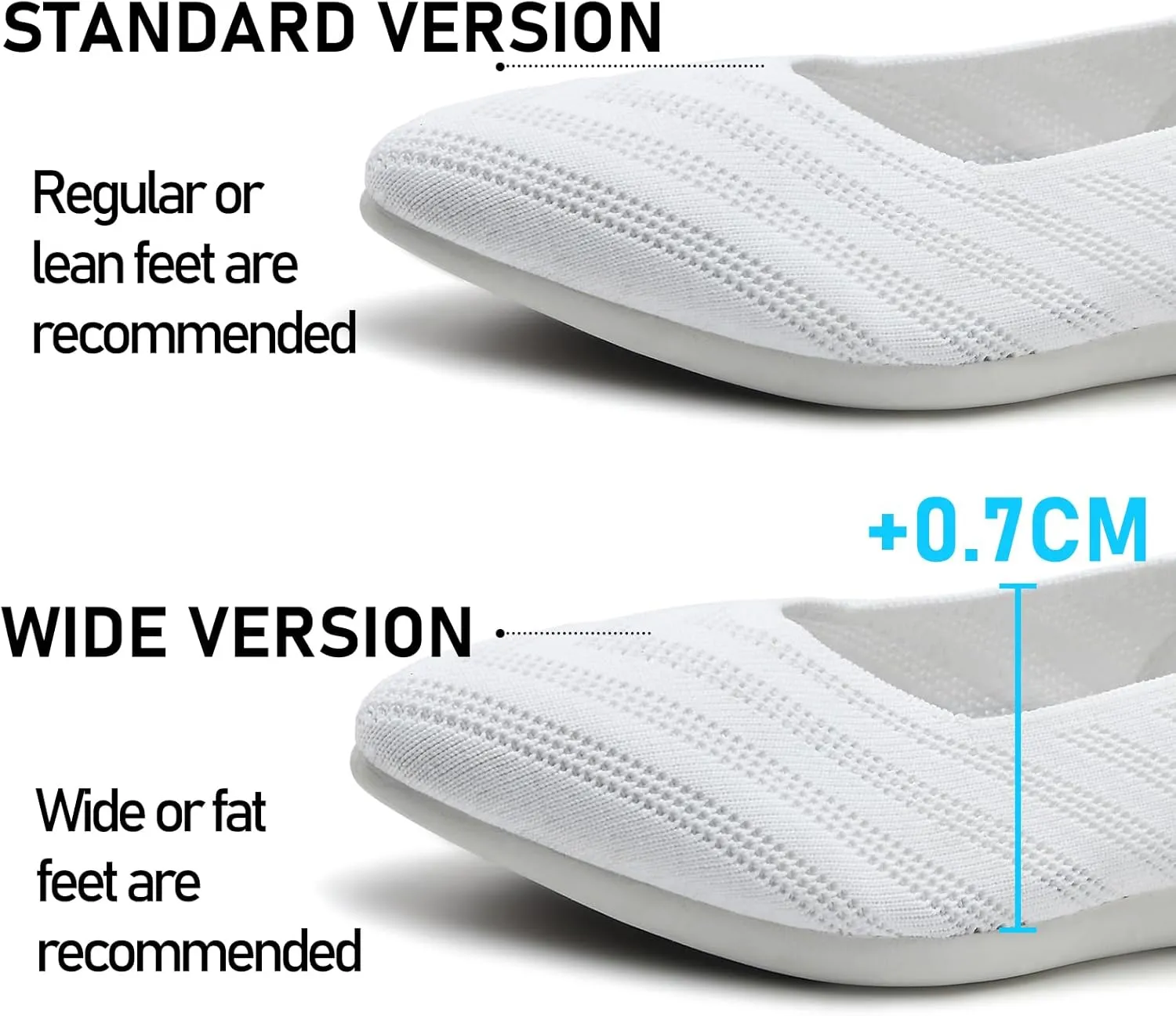 Buyrew Women's Flats Pointed Toe Ballet Shoes Knit Dress Shoes Low Wedge Slip On Arch Support Walking Office Business Flats