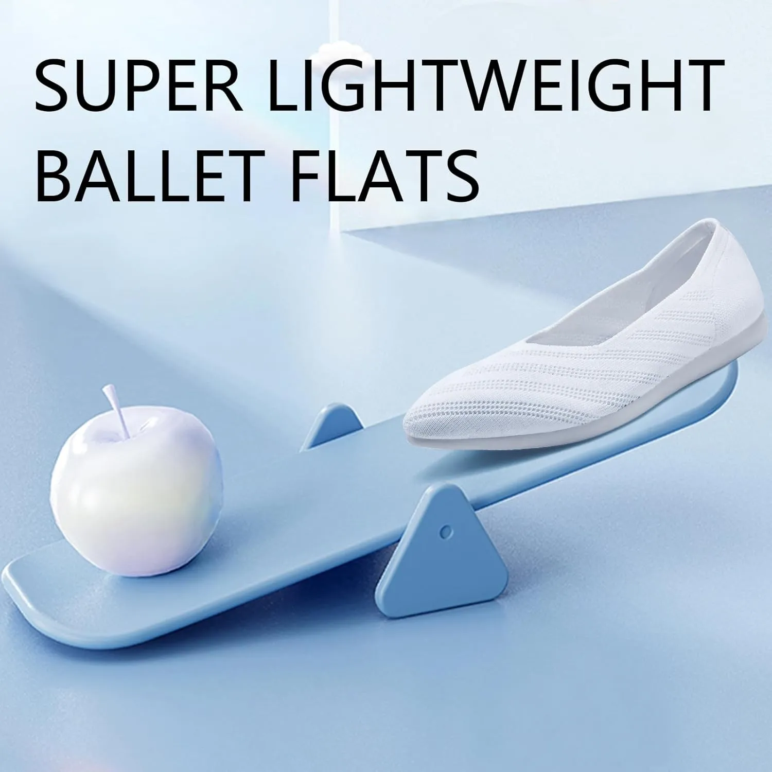 Buyrew Women's Flats Pointed Toe Ballet Shoes Knit Dress Shoes Low Wedge Slip On Arch Support Walking Office Business Flats