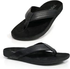 Byron Orthotic Flip Flops for Men, Stylish & Comfortable Orthopedic Sandals with Biomechanical Arch Support Genuine Leather Strap