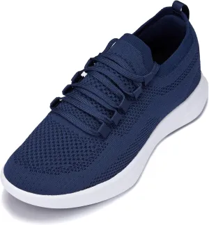 CALTO Men's Invisible Height Increasing Elevator Shoes - Super Lightweight Knitted Sporty Sneakers - 2.4 Inches Taller
