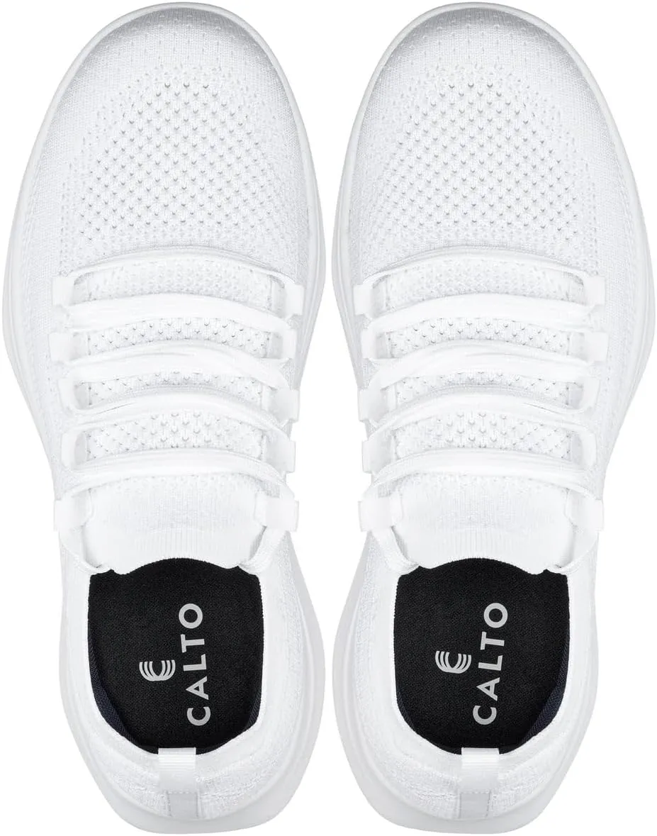 CALTO Men's Invisible Height Increasing Elevator Shoes - Super Lightweight Knitted Sporty Sneakers - 2.4 Inches Taller