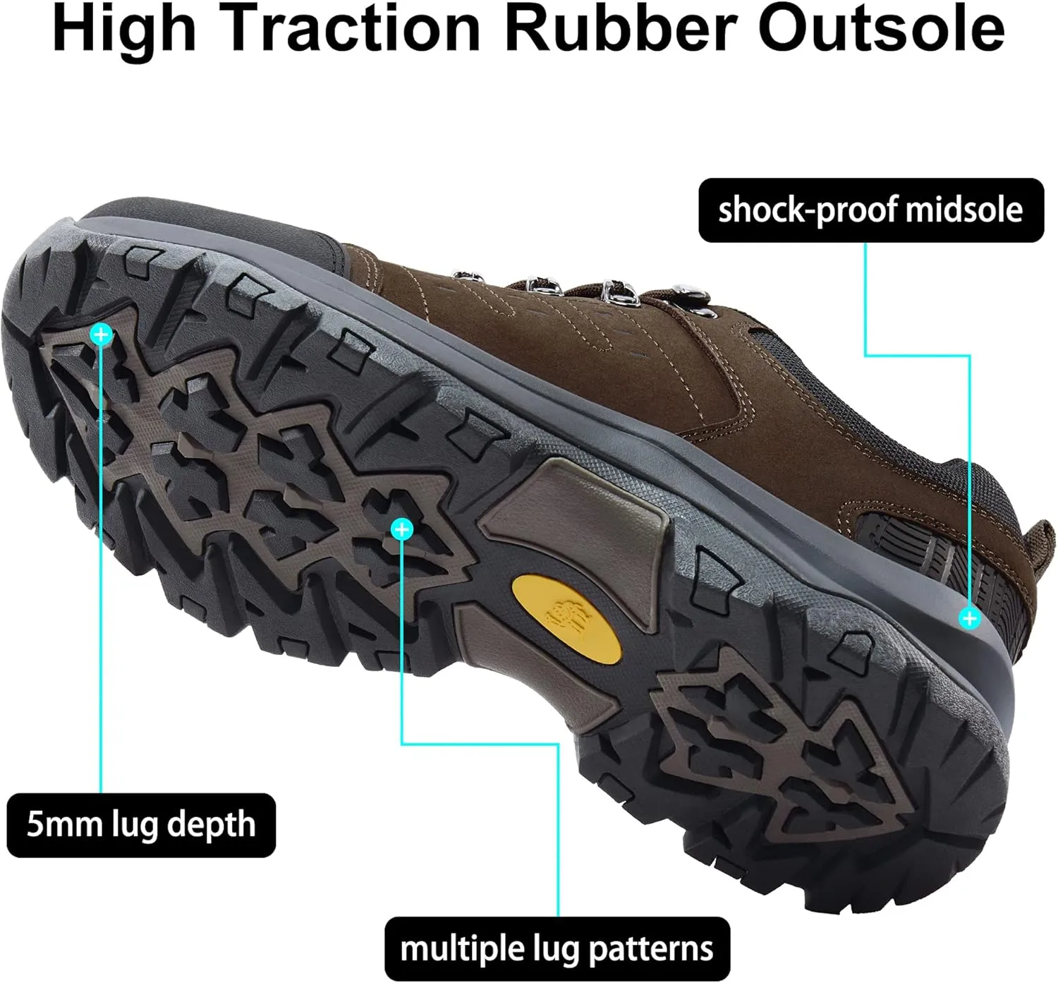 CAMEL CROWN Mens Hiking Shoes Waterproof Comfortable Work Shoes for Men Walking Outdoors Low-Cut Work Boots for Men