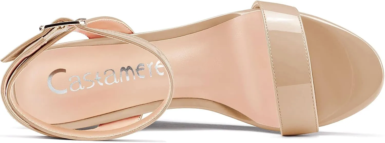 Castamere Women High Wedge Platform Heel Peep Open Toe Sandals Ankle Strap Clear Wedding Classic 3.9 Inches Heels