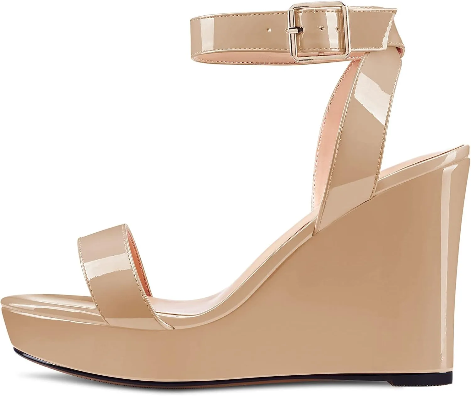 Castamere Women High Wedge Platform Heel Peep Open Toe Sandals Ankle Strap Clear Wedding Classic 3.9 Inches Heels