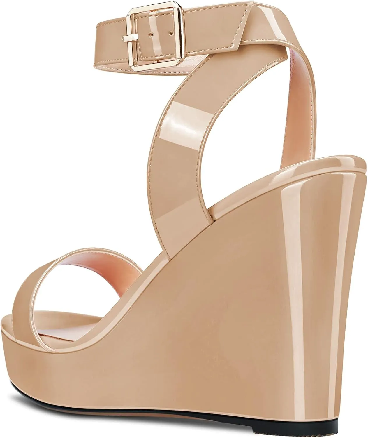 Castamere Women High Wedge Platform Heel Peep Open Toe Sandals Ankle Strap Clear Wedding Classic 3.9 Inches Heels