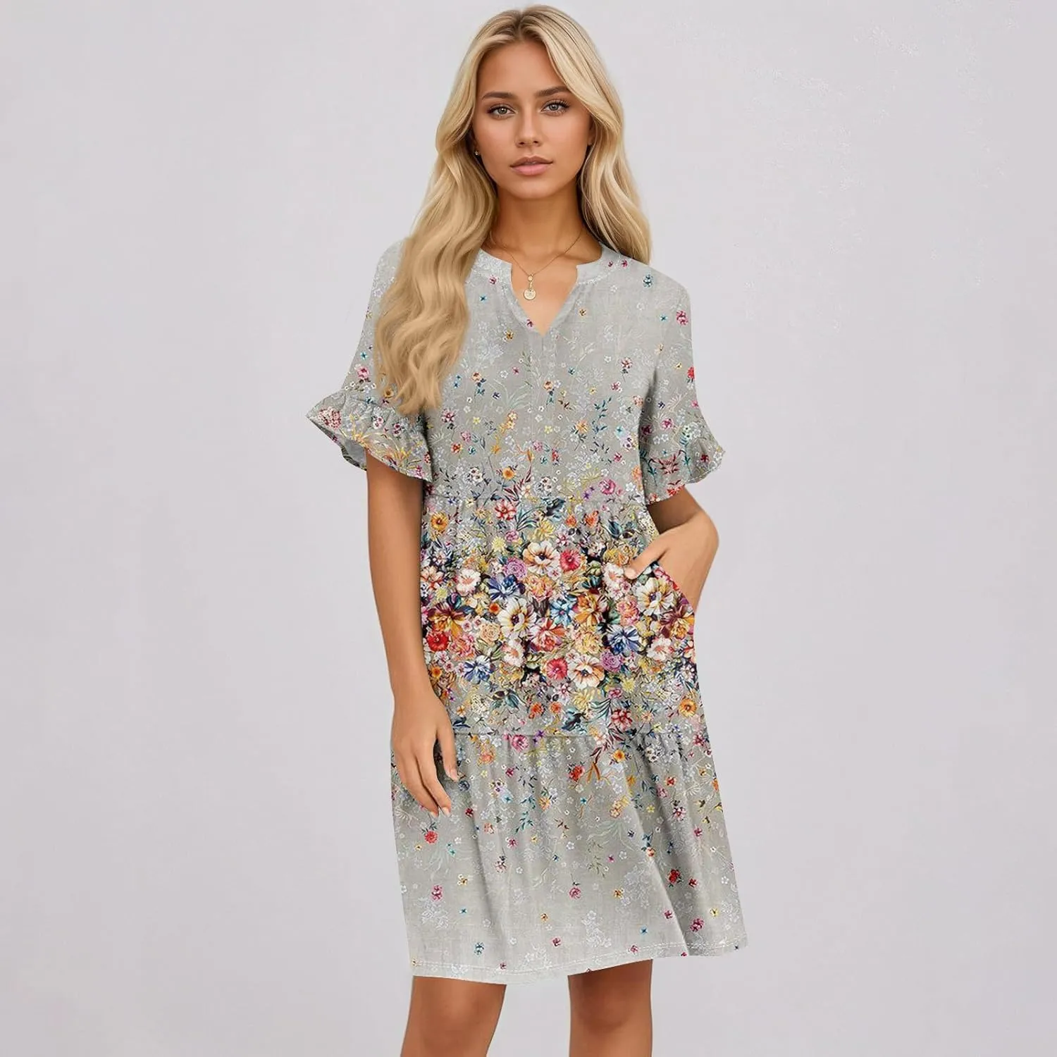 Casual Dresses for Women, Flowy Travel Vacation Elegant Trendy Boho Sundresses for Women