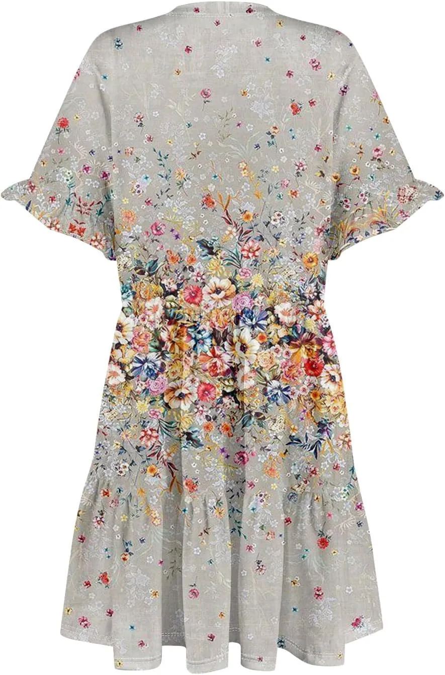 Casual Dresses for Women, Flowy Travel Vacation Elegant Trendy Boho Sundresses for Women