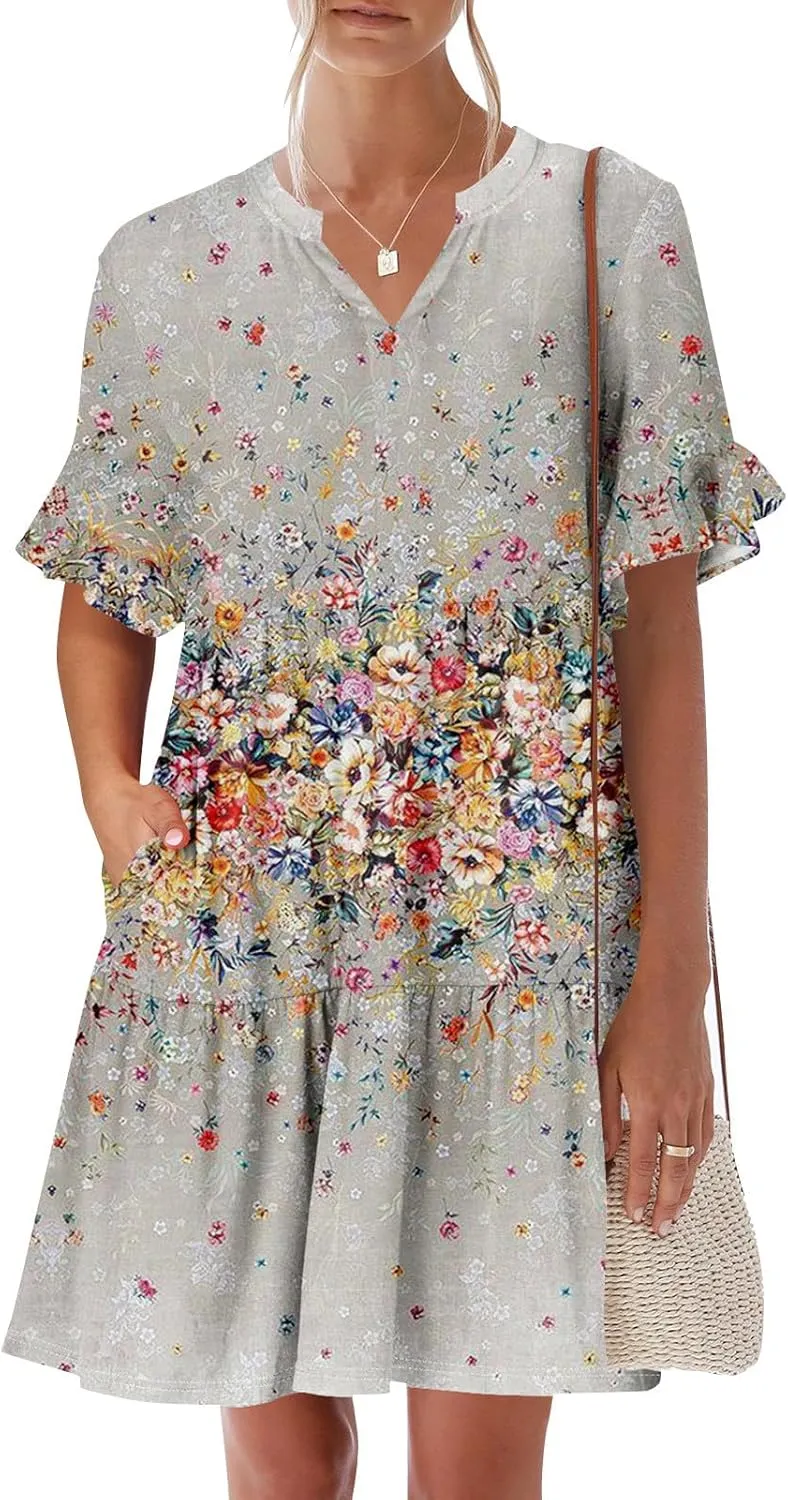 Casual Dresses for Women, Flowy Travel Vacation Elegant Trendy Boho Sundresses for Women