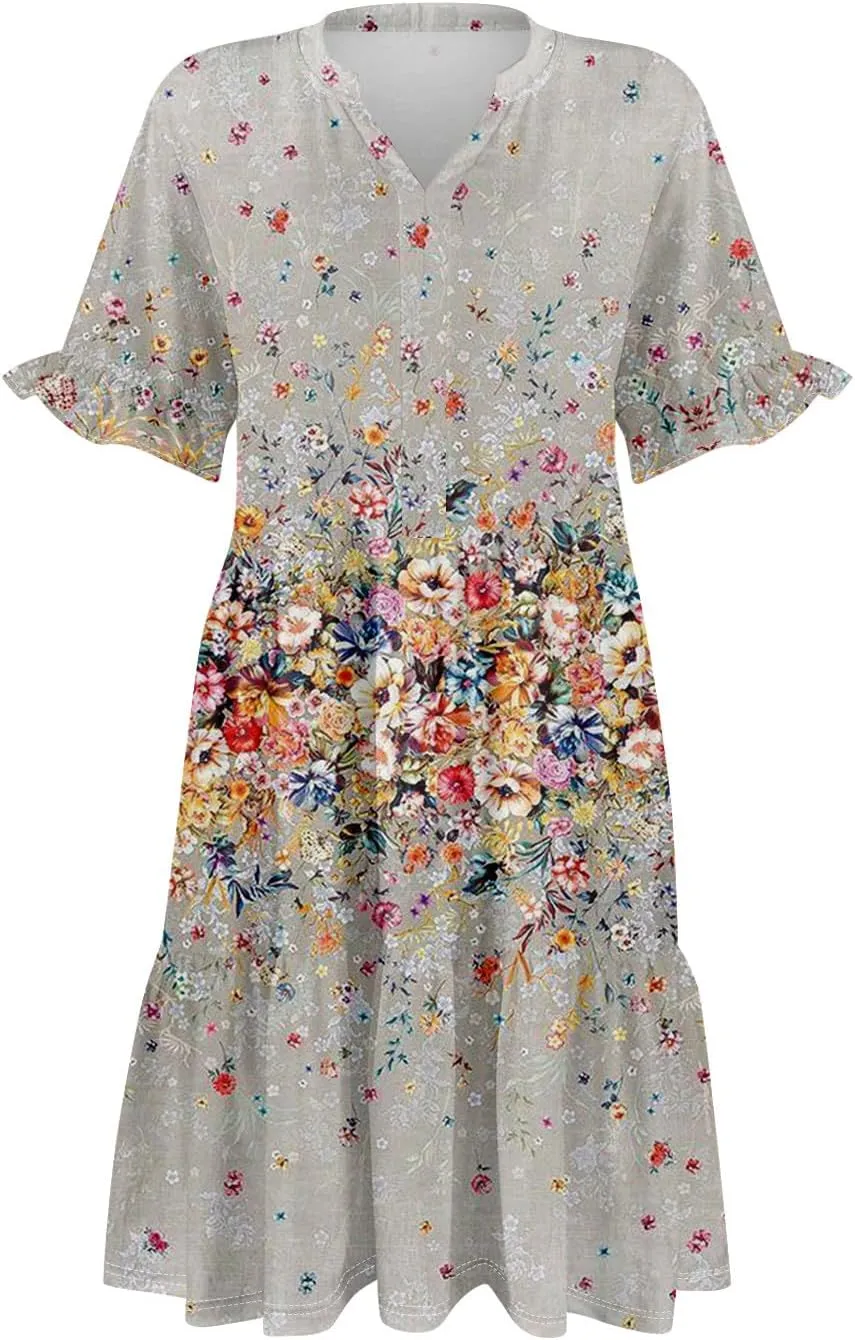 Casual Dresses for Women, Flowy Travel Vacation Elegant Trendy Boho Sundresses for Women