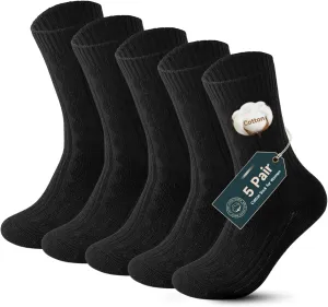 Caudblor 5Pack Winter Cotton Crew Sock For Women