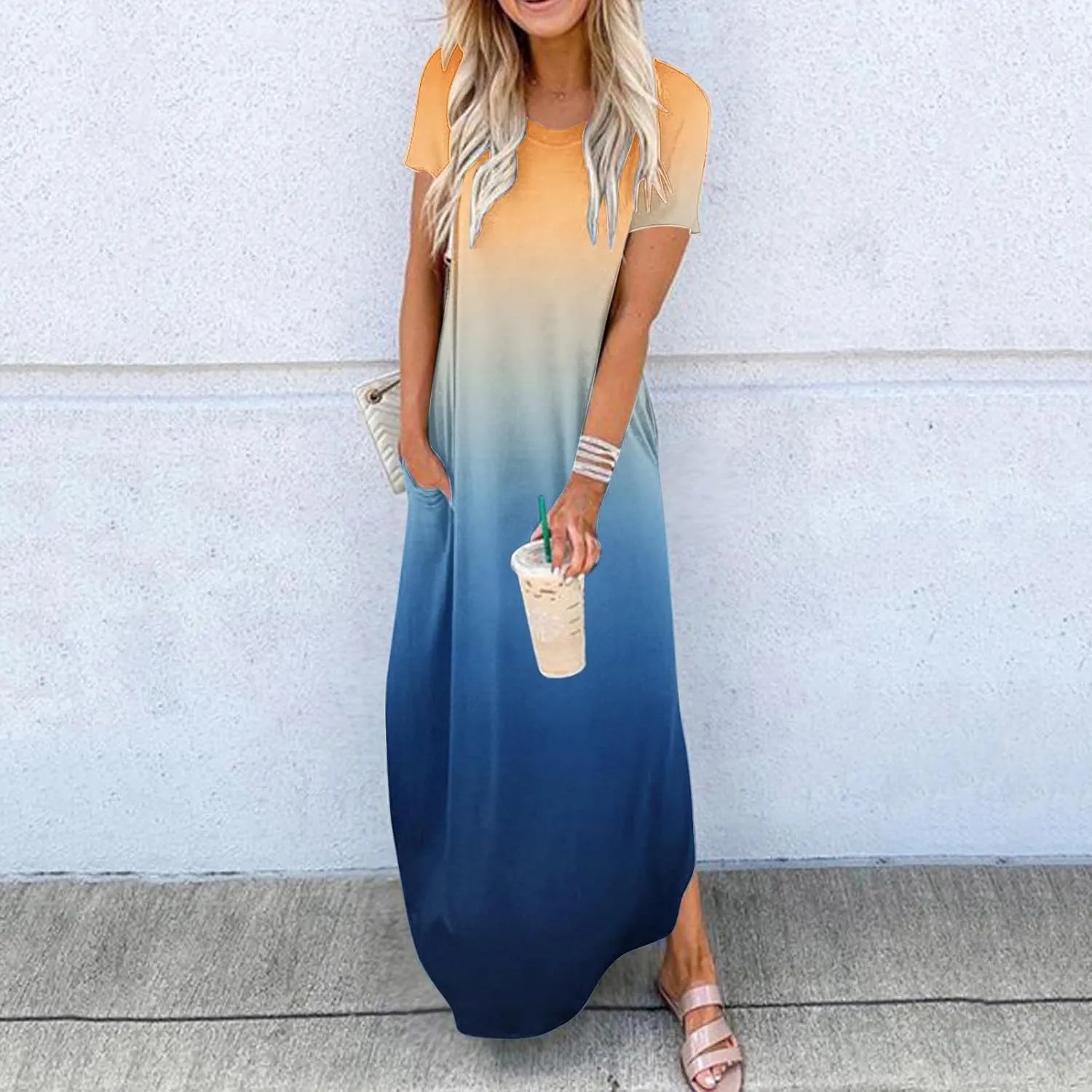 Ceboyel Women's Summer Dresses 2023 Casual Long Maxi Dress Short Sleeve Tshirt Dresses Boho Trendy Hawaiian Beach Clothing