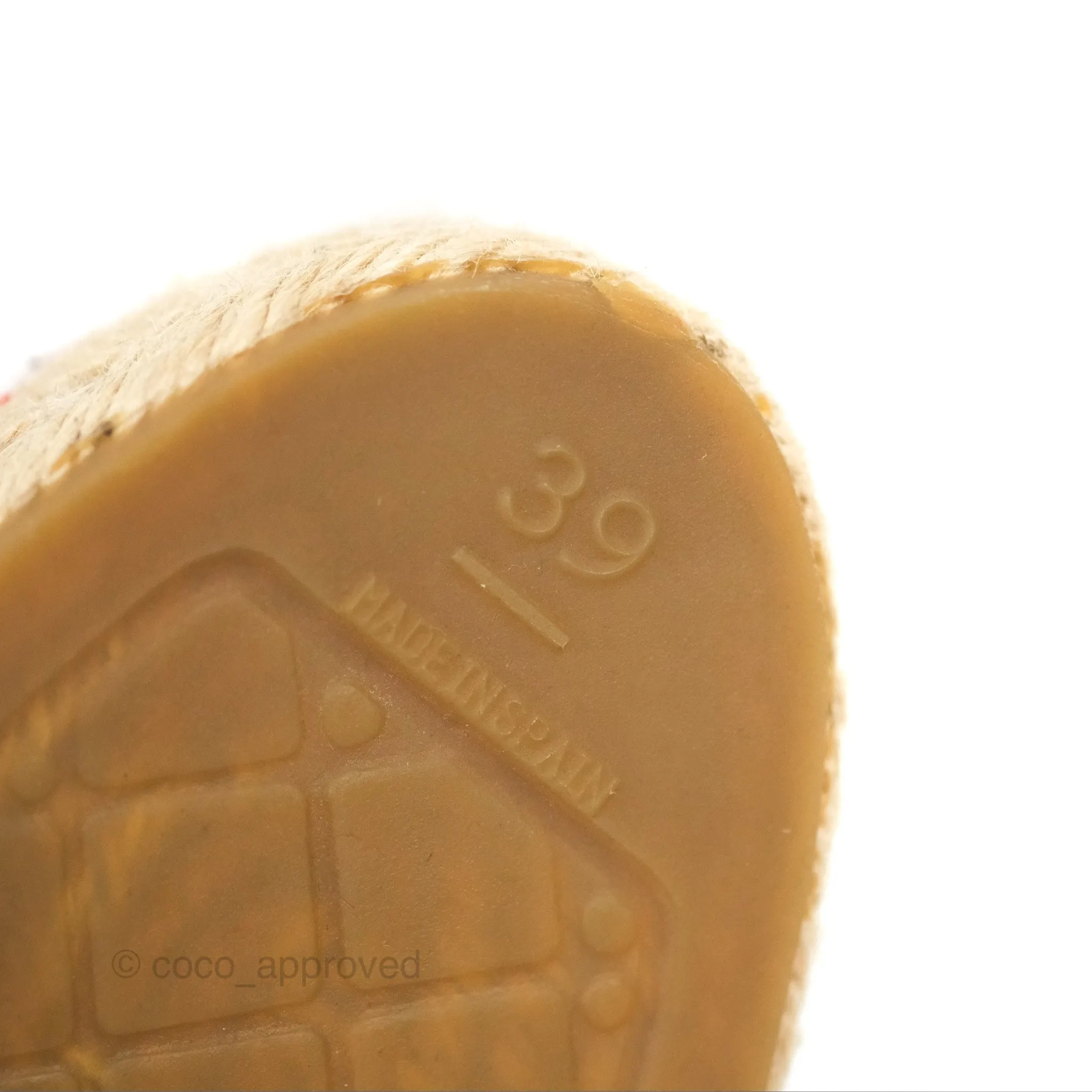 Chanel CC Beige Red Espadrilles with Pearl Size 39