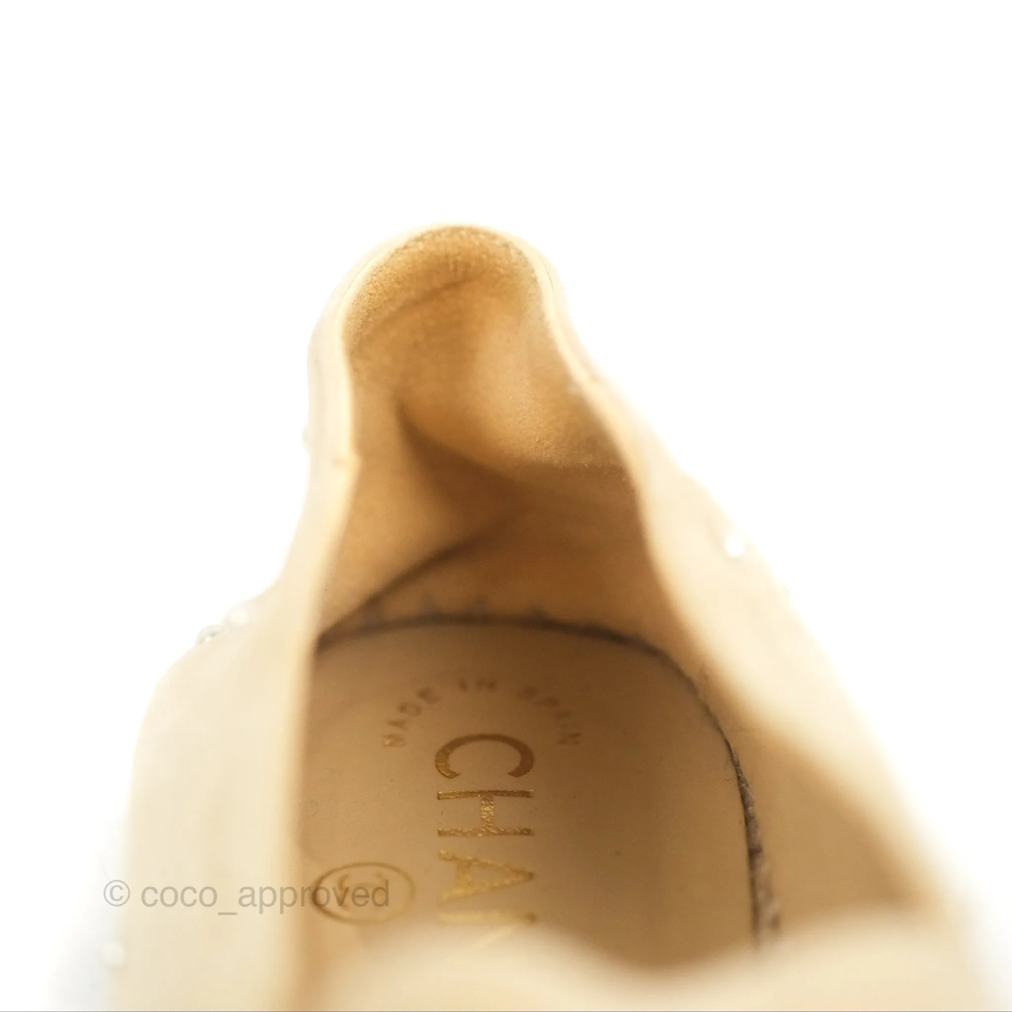 Chanel CC Beige Red Espadrilles with Pearl Size 39