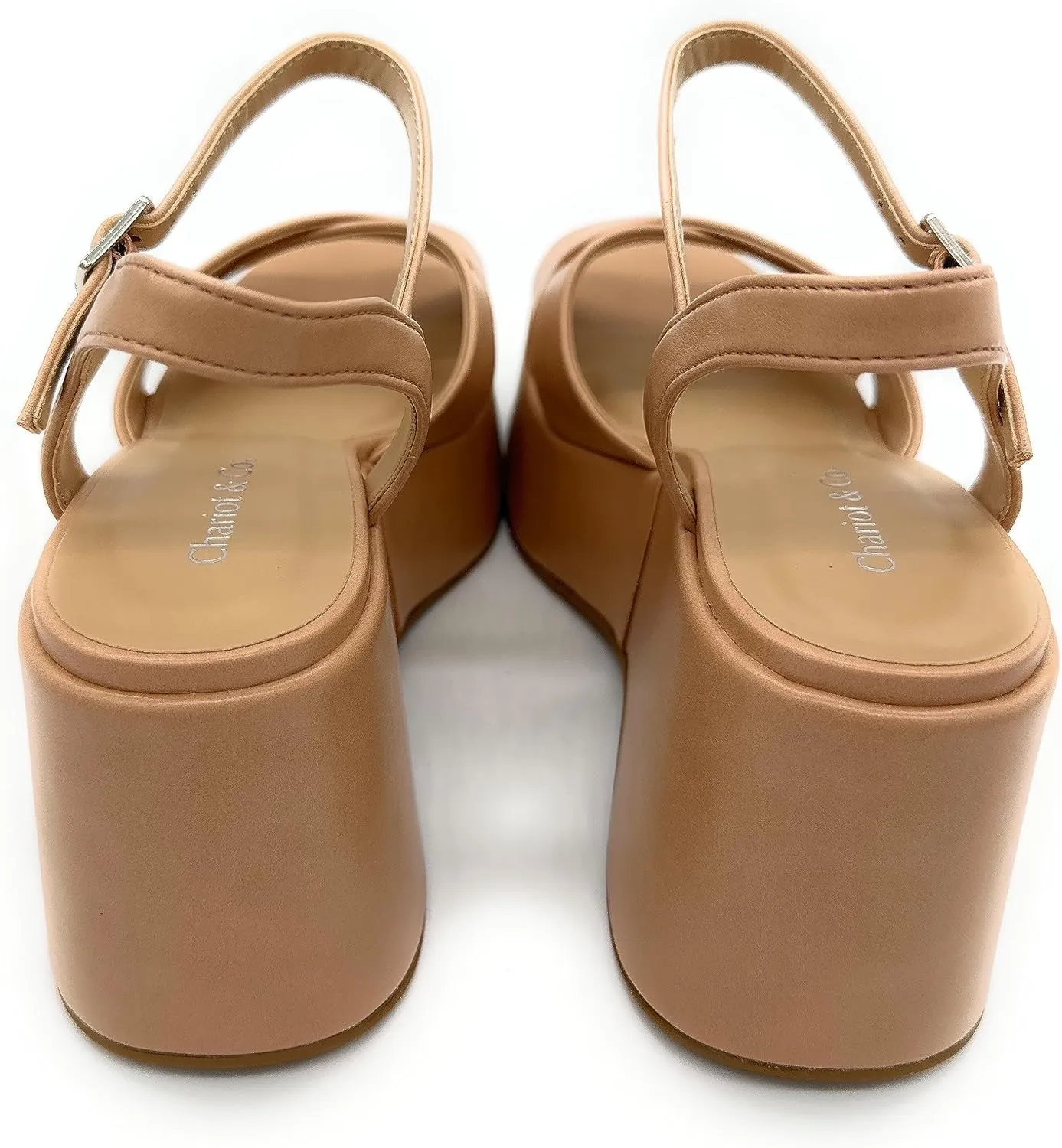 Chariot & Co -Daystar- Womens Open Toe Ankle Strap Wedges Heels Platform Trendy Summer Sandals