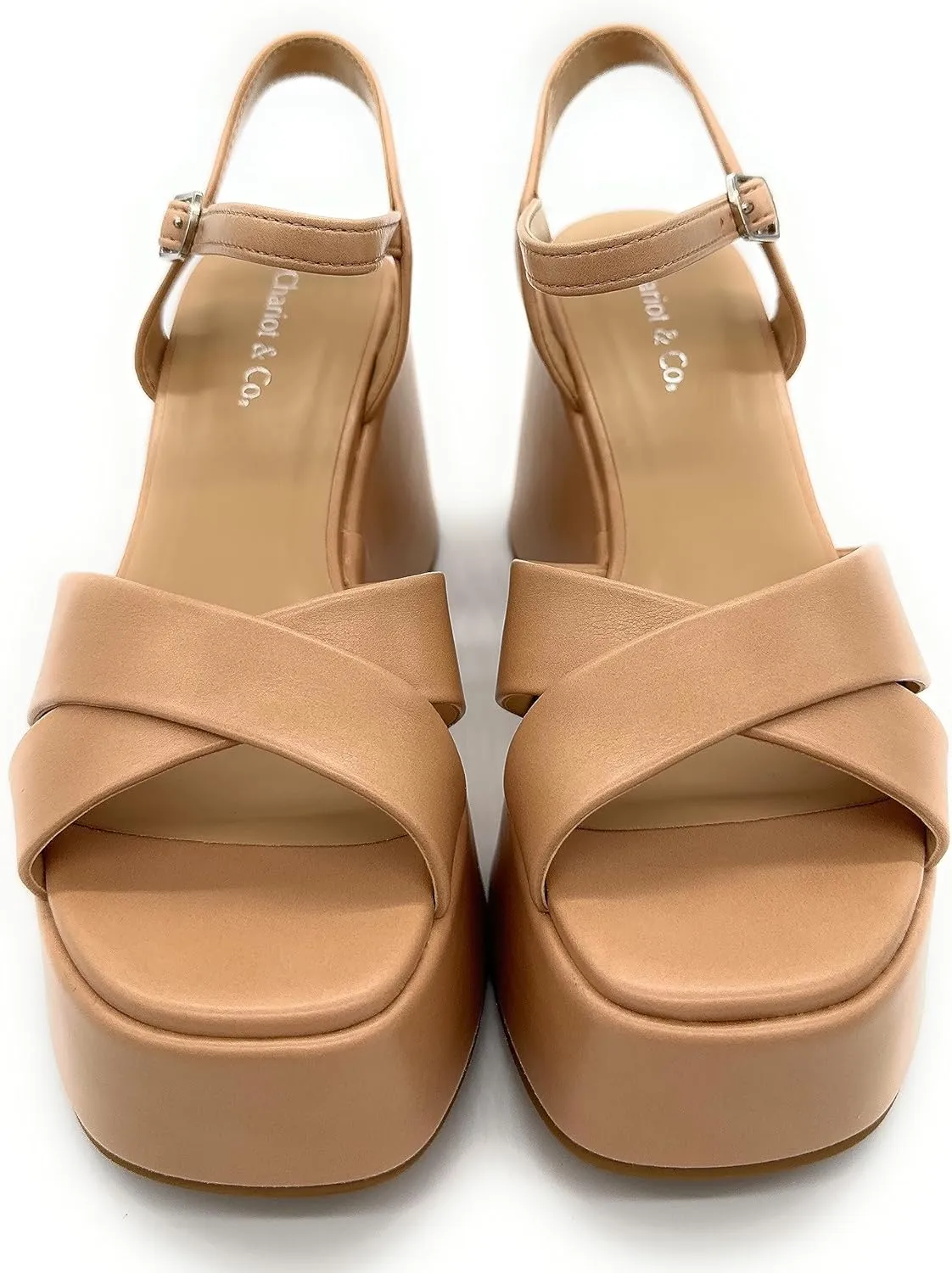 Chariot & Co -Daystar- Womens Open Toe Ankle Strap Wedges Heels Platform Trendy Summer Sandals