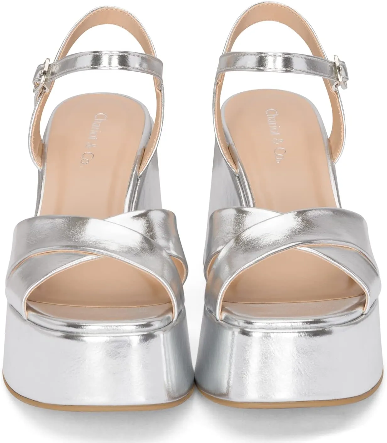 Chariot & Co -Daystar- Womens Open Toe Ankle Strap Wedges Heels Platform Trendy Summer Sandals