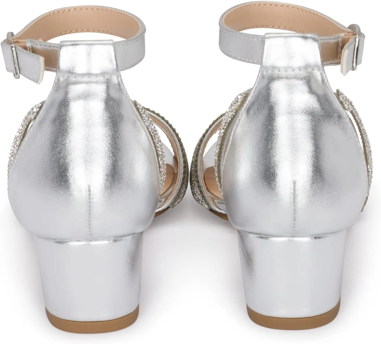 Chariot & Co -Slide-IIS- Girls/Kids/Children Rhinestone Open Toe Ankle Strap Block Party/Event/Dance Heeled Sandals