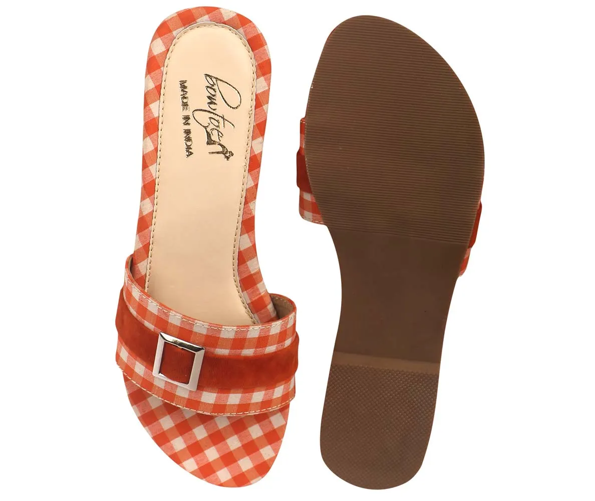 Checkered Flats - Orange