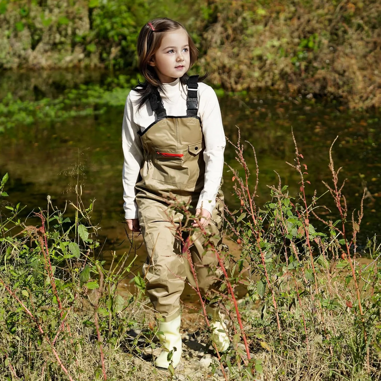 Chest Waders for Kids Youth Fishing Waders Waterproof Hunting Waders with Boots Nylon Waders for Toddler Children