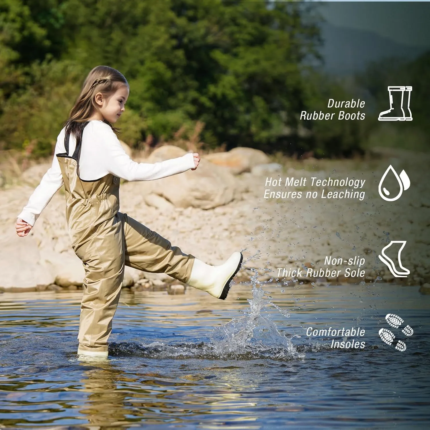 Chest Waders for Kids Youth Fishing Waders Waterproof Hunting Waders with Boots Nylon Waders for Toddler Children