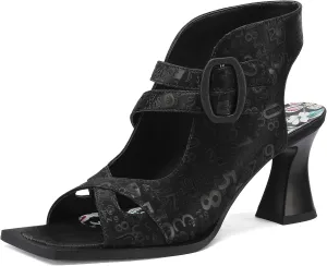 Chunky Gladiator Sandals for Women Summer Dressy High Heels Square Toe Block Sandalias Para Mujer Open Toe Faux Leather Strappy Outdoor Ladies Wedding 3 Inch Sandles