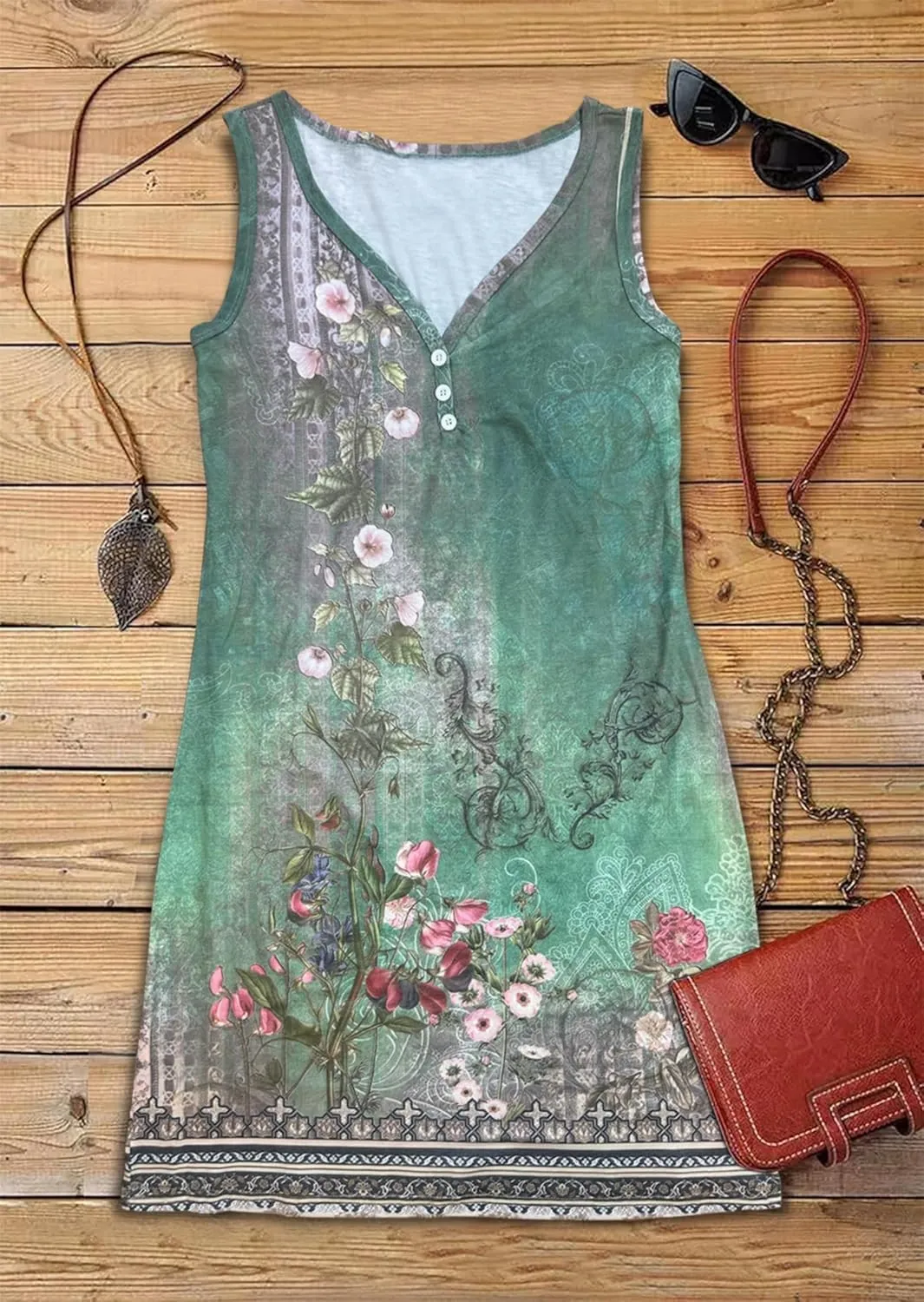 CHUNTIANRAN Mini Dress for Women Summer Beach Vacation T Shirts Sundress Sexy V Neck Sleeveless Tanks Dresses