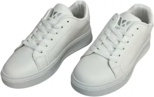 Classic White Sneakers, Low-Top Lace-Up, Platform Sole, Casual Athletic Fashion