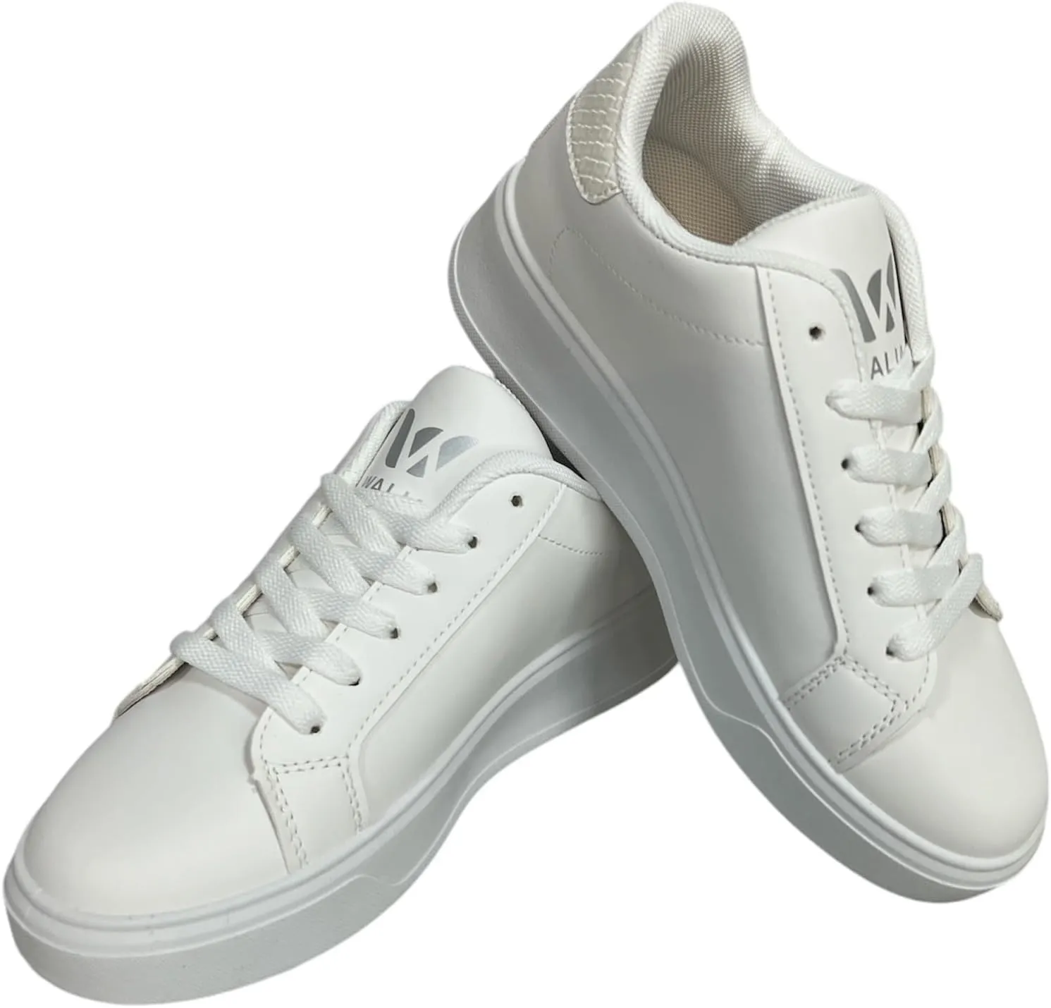 Classic White Sneakers, Low-Top Lace-Up, Platform Sole, Casual Athletic Fashion