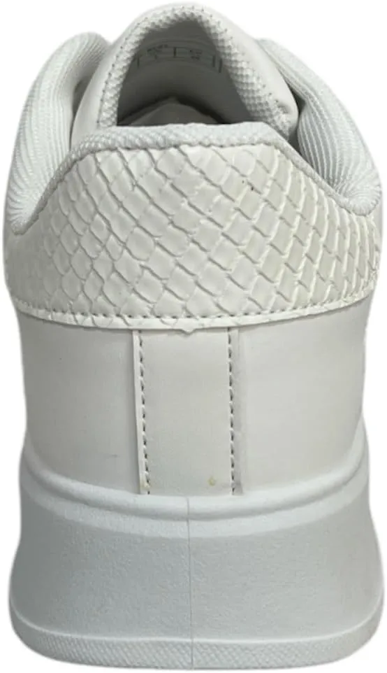 Classic White Sneakers, Low-Top Lace-Up, Platform Sole, Casual Athletic Fashion