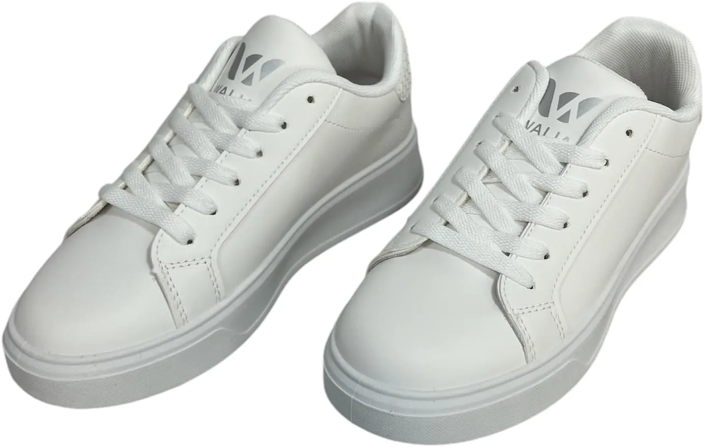 Classic White Sneakers, Low-Top Lace-Up, Platform Sole, Casual Athletic Fashion