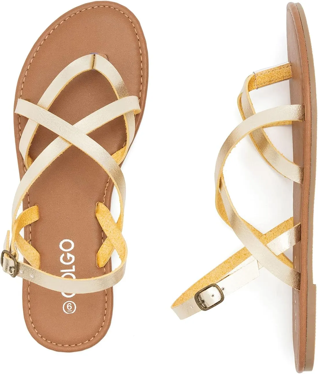 Colgo Women's Summer Strappy Flat Sandals, Adjustable Casual Fisherman Sandal with Open Toe Slingback Gladiator Sandals