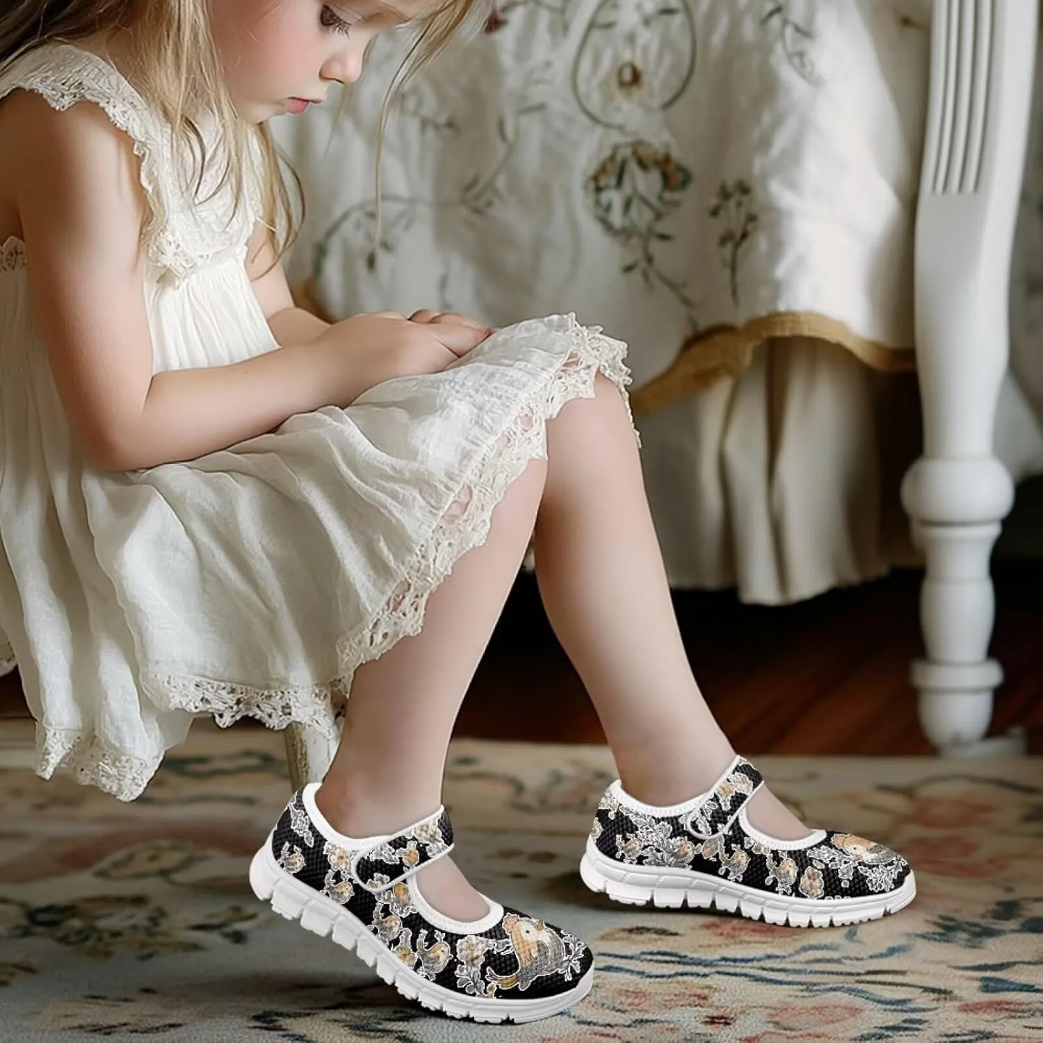 Coloranimal Girls Mary Jane Shoes Dance Shoes for Kids Princess Shoes Girls Ballet Dress Shoes Magic Sticker Mary Jane Flats