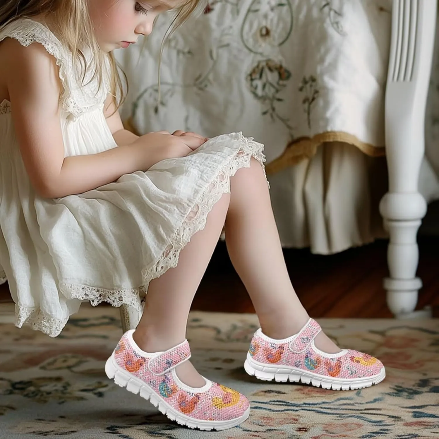 Coloranimal Girls Mary Jane Shoes Dance Shoes for Kids Princess Shoes Girls Ballet Dress Shoes Magic Sticker Mary Jane Flats