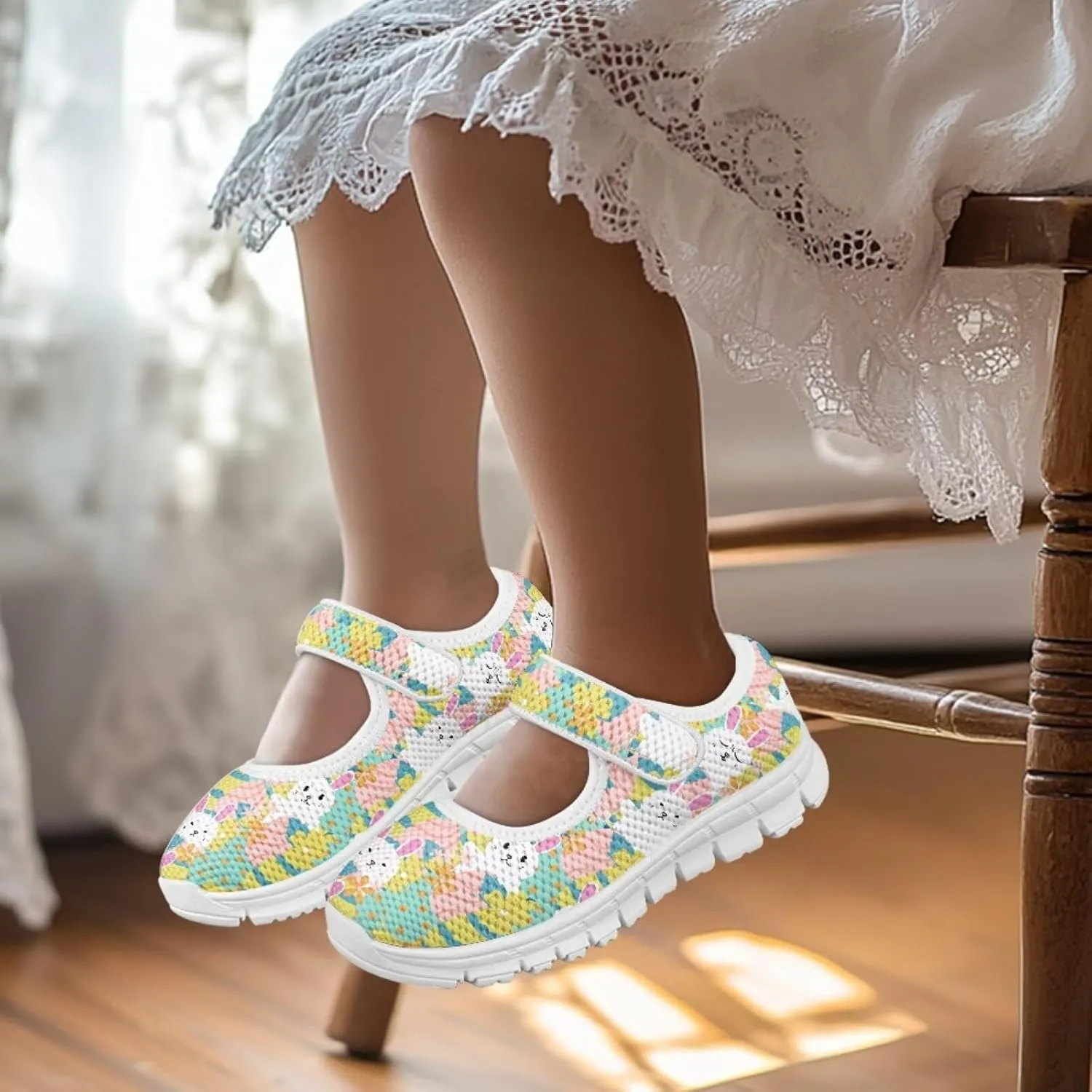 Coloranimal Mary Jane Shoes for Girls Princess Shoes Casual Dance Shoes School Uniform Shoes Easter Theme Mary Jane Flats