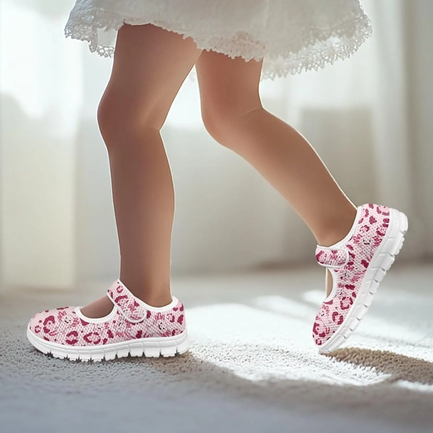 Coloranimal Mary Jane Shoes Girls' Flats Dance Shoes Adjustable Princess Shoes with Hook and Loops School Uniform Shoes for Girls