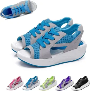 Contrast Paneled Cutout Lace-up Muffin Sandals,2023 Newest Women Causal Summer Toe Platform Sandals Shoes,The Summer Sports Beauty North Shoes